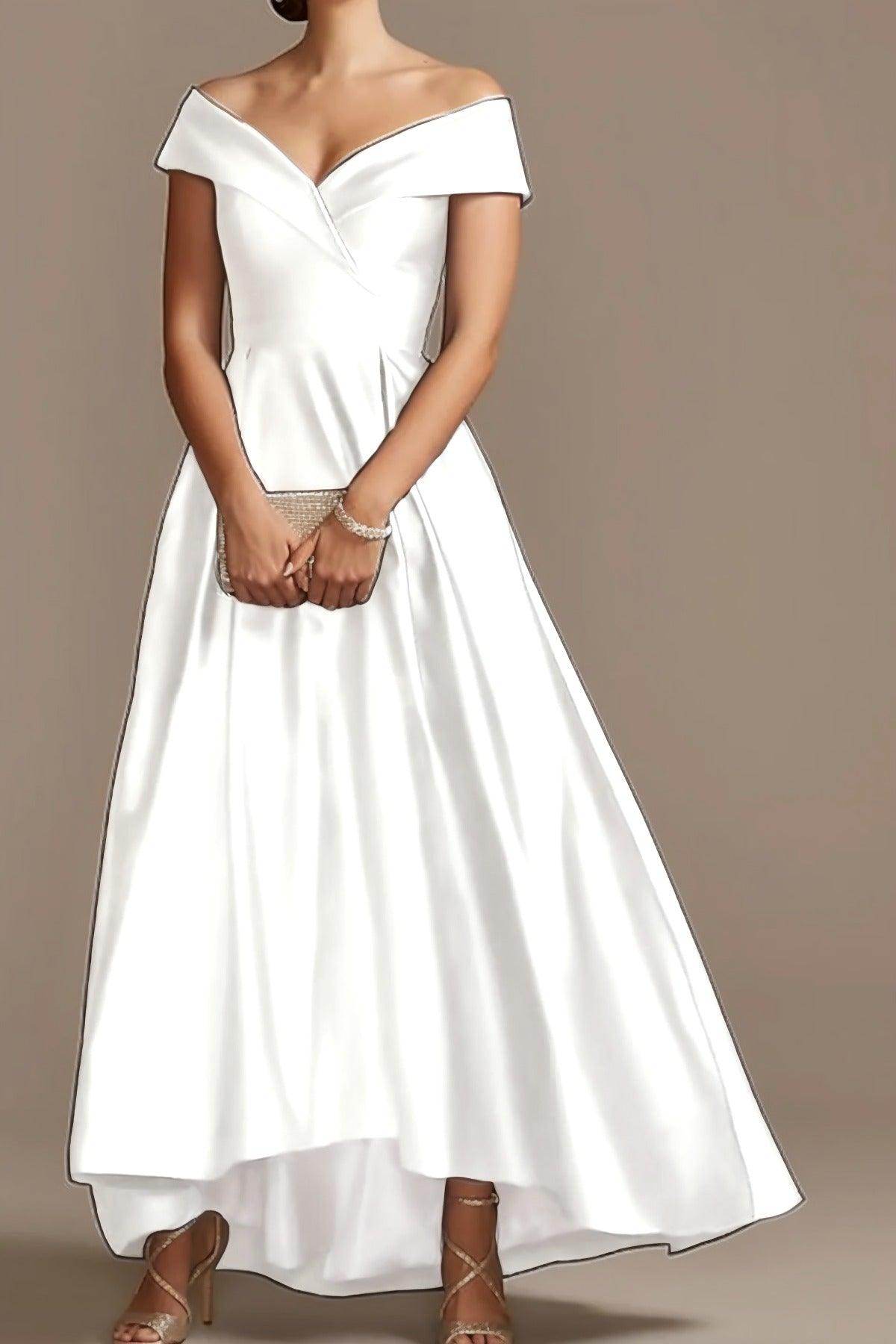 High Low Ankle Length Satin Mother Dress CM0078