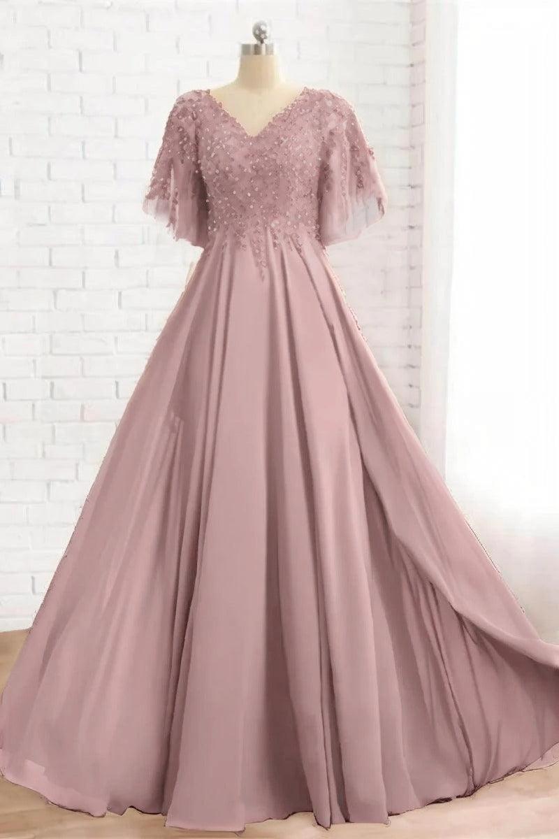 A-Line Floor Length Chiffon Mother Dress CM0079