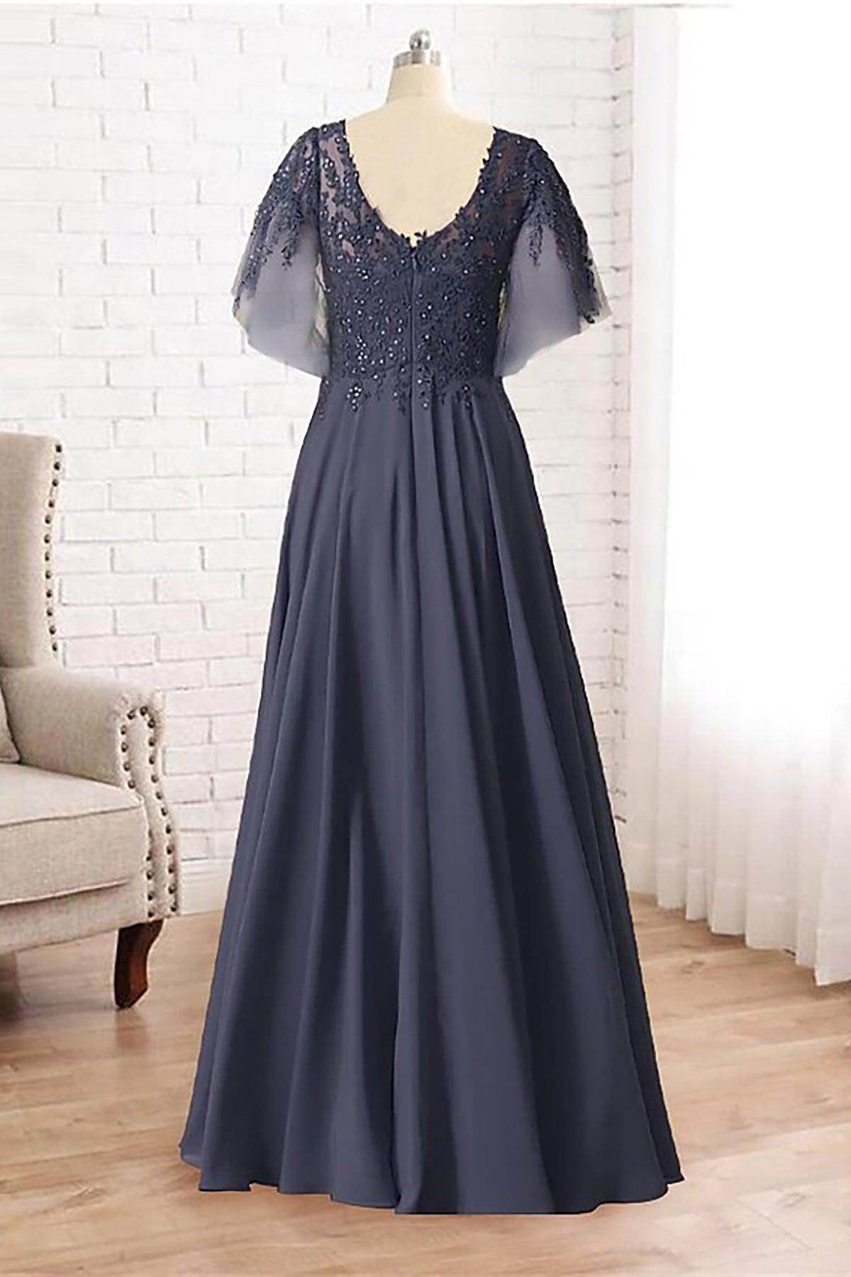 A-Line Floor Length Chiffon Mother Dress CM0079
