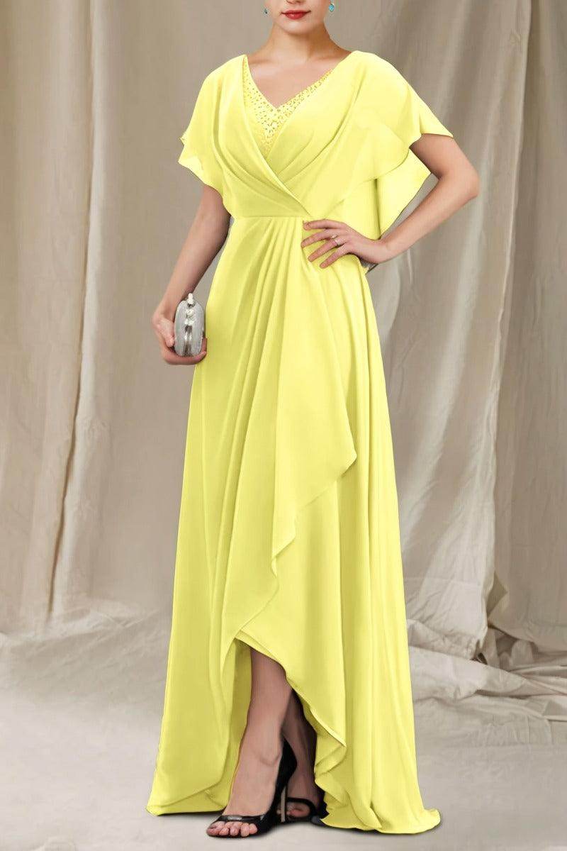 A-Line Sweep-Brush Train Chiffon Mother Dress CM0080