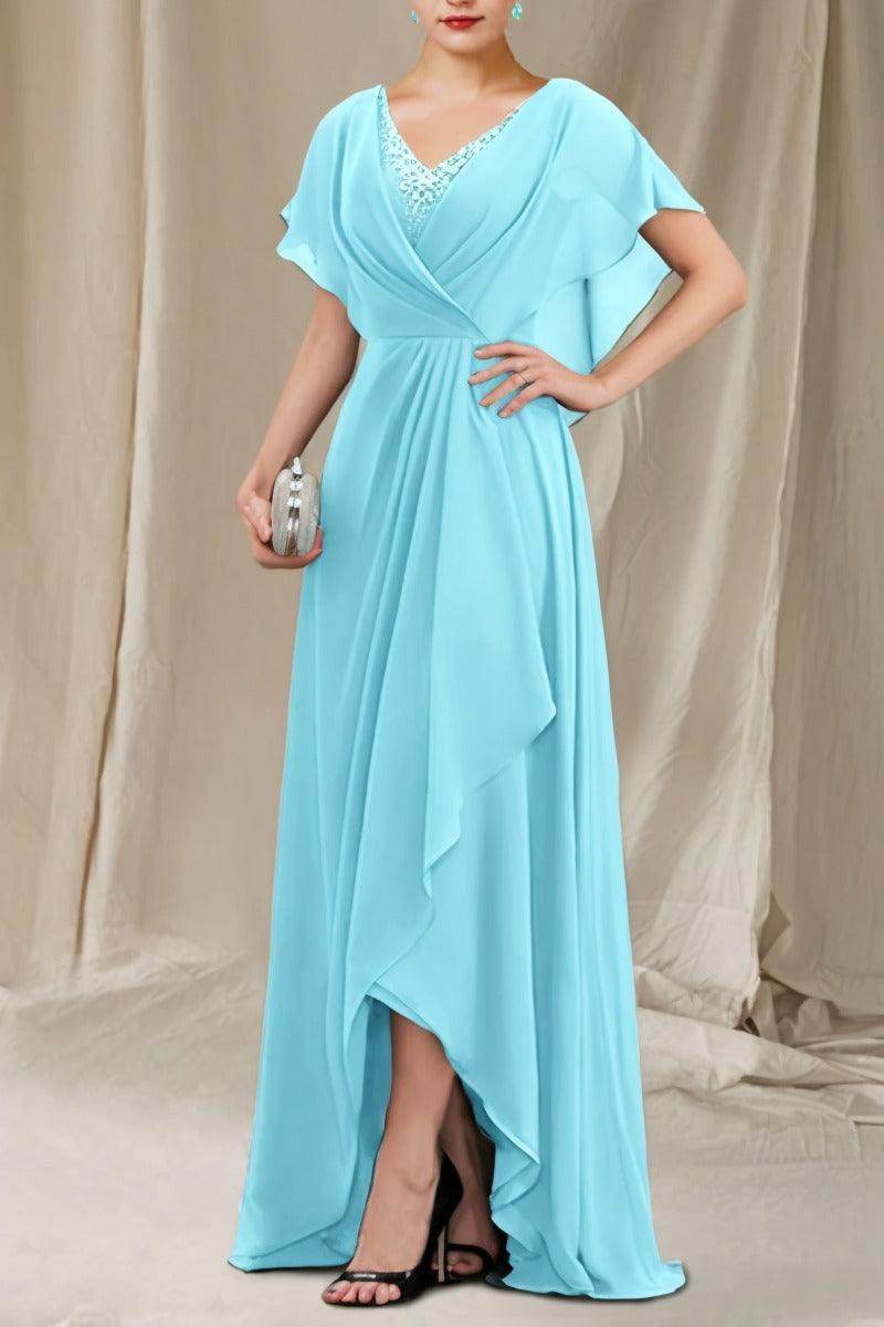 A-Line Sweep-Brush Train Chiffon Mother Dress CM0080