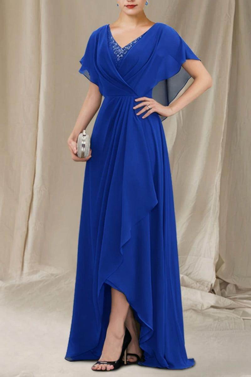 A-Line Sweep-Brush Train Chiffon Mother Dress CM0080
