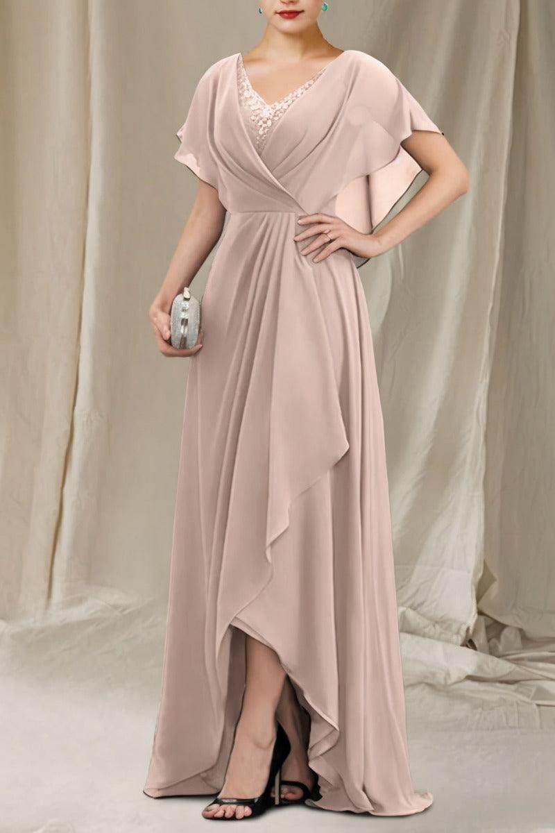 A-Line Sweep-Brush Train Chiffon Mother Dress CM0080