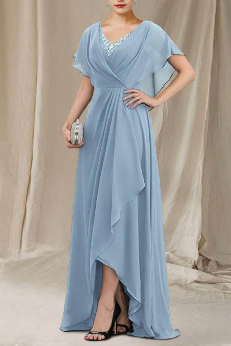 A-Line Sweep-Brush Train Chiffon Mother Dress CM0080