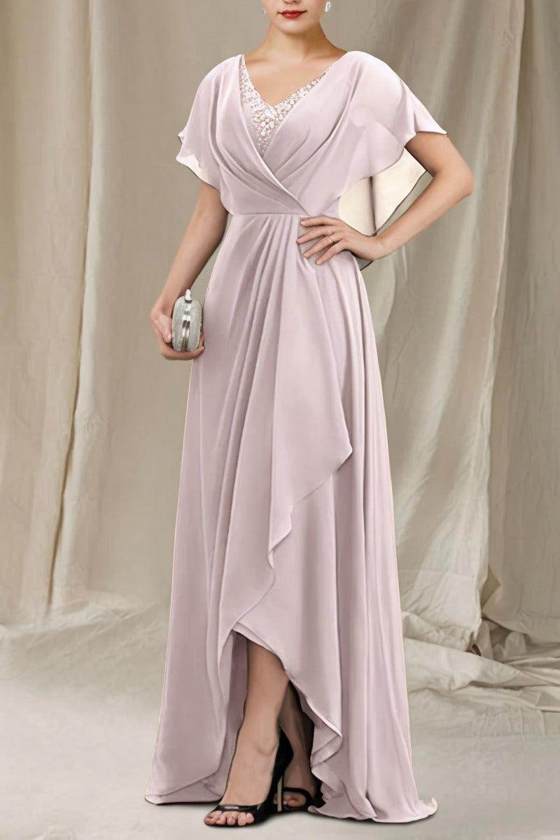 A-Line Sweep-Brush Train Chiffon Mother Dress CM0080