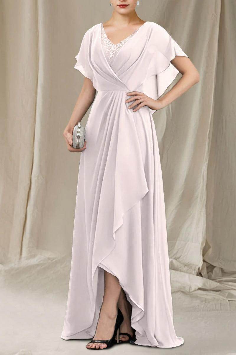 A-Line Sweep-Brush Train Chiffon Mother Dress CM0080