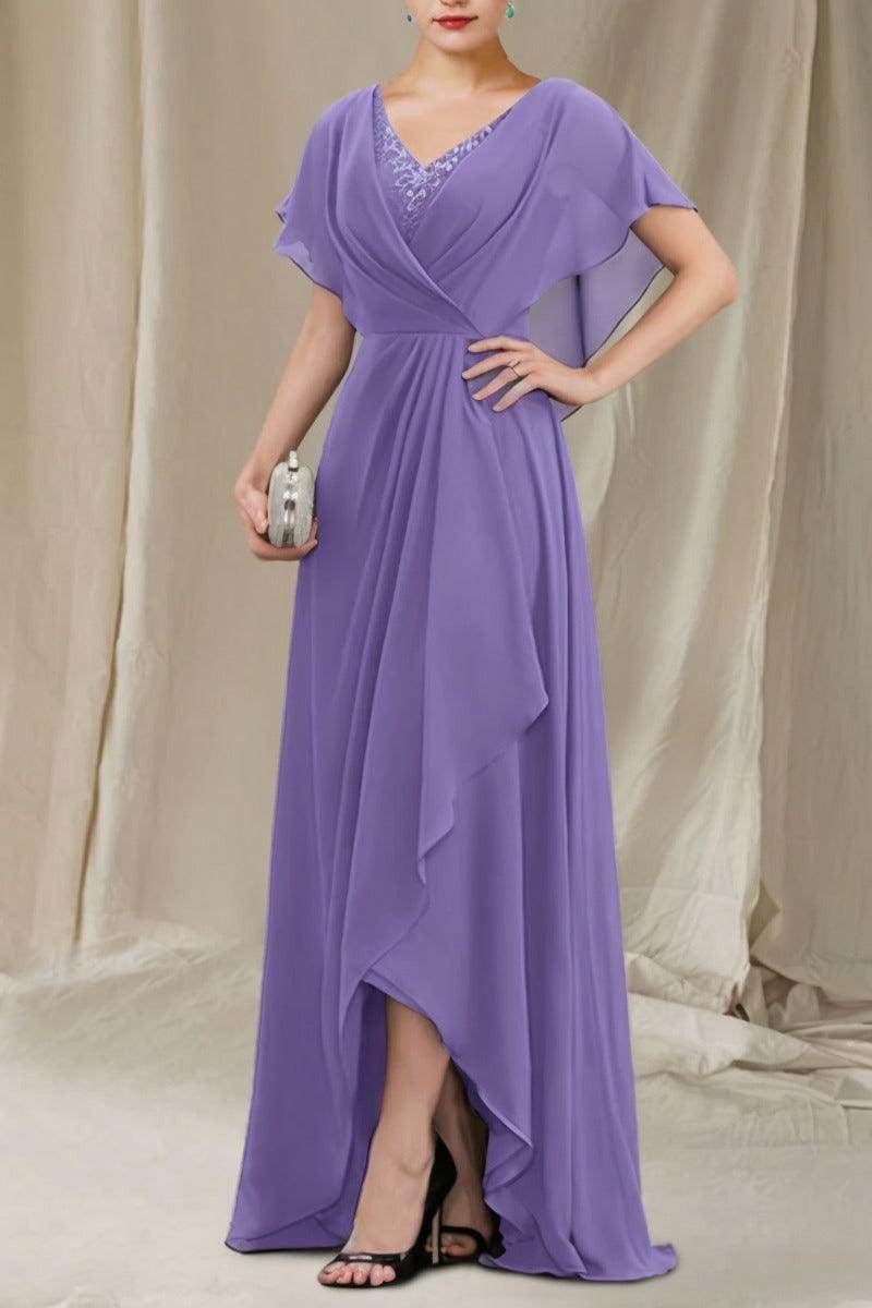 A-Line Sweep-Brush Train Chiffon Mother Dress CM0080