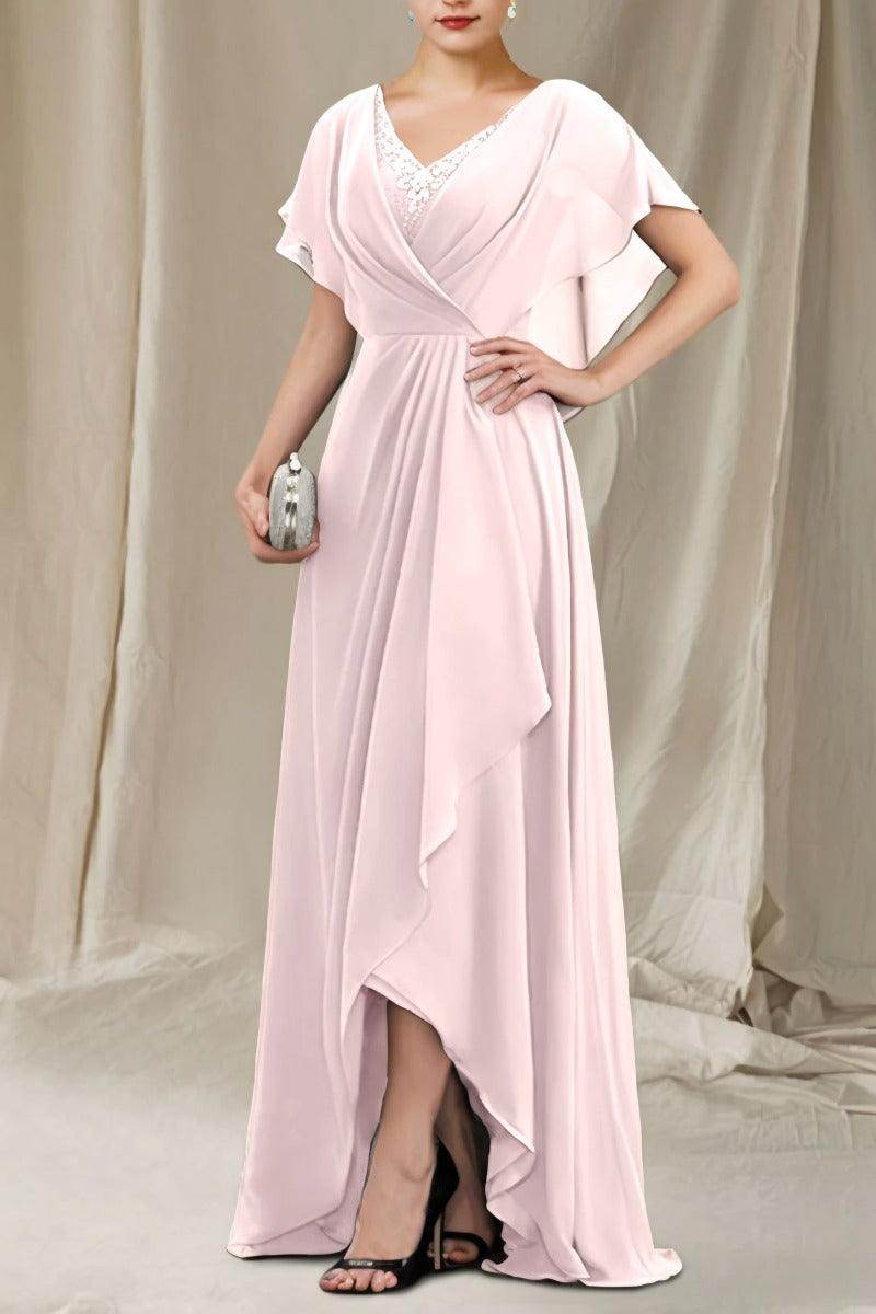 A-Line Sweep-Brush Train Chiffon Mother Dress CM0080