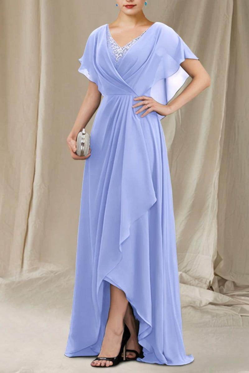 A-Line Sweep-Brush Train Chiffon Mother Dress CM0080