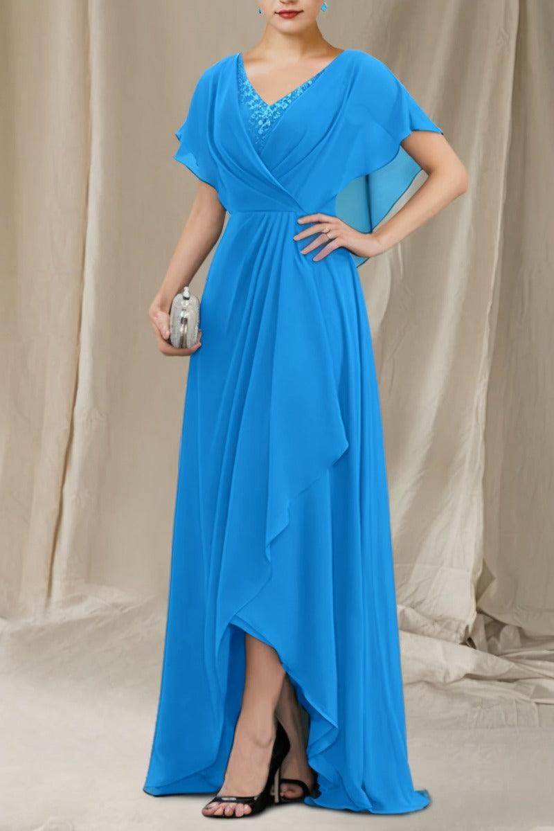 A-Line Sweep-Brush Train Chiffon Mother Dress CM0080