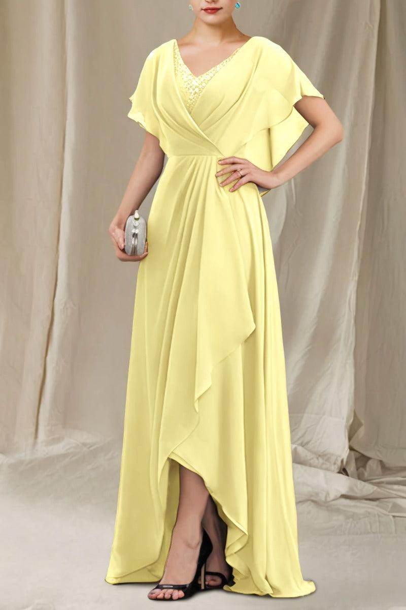 A-Line Sweep-Brush Train Chiffon Mother Dress CM0080
