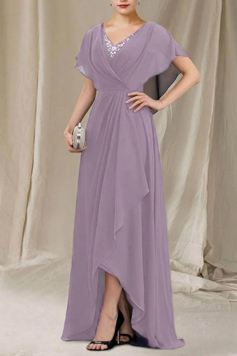 A-Line Sweep-Brush Train Chiffon Mother Dress CM0080