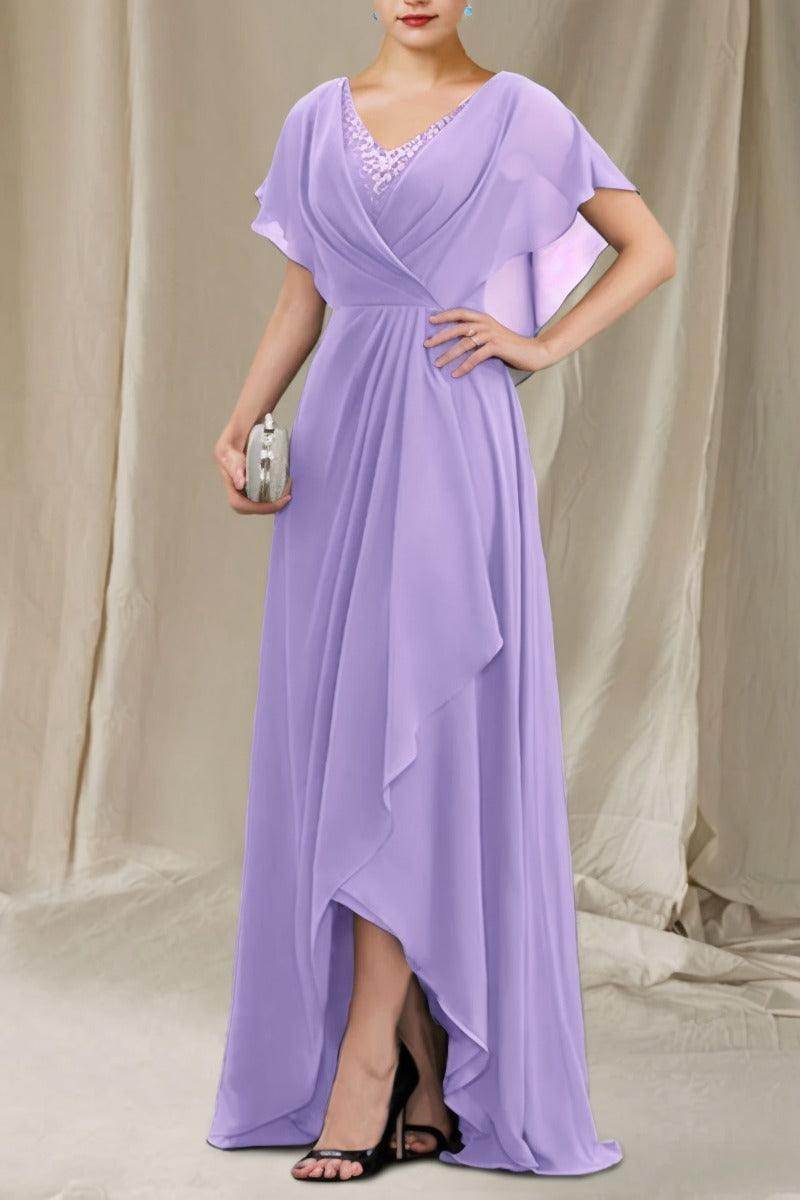 A-Line Sweep-Brush Train Chiffon Mother Dress CM0080