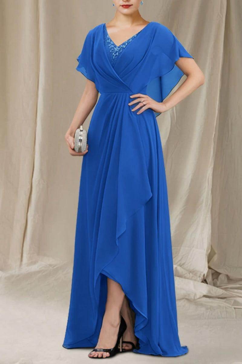 A-Line Sweep-Brush Train Chiffon Mother Dress CM0080