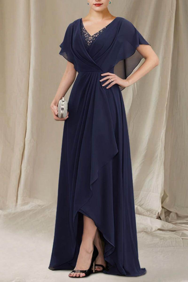 A-Line Sweep-Brush Train Chiffon Mother Dress CM0080