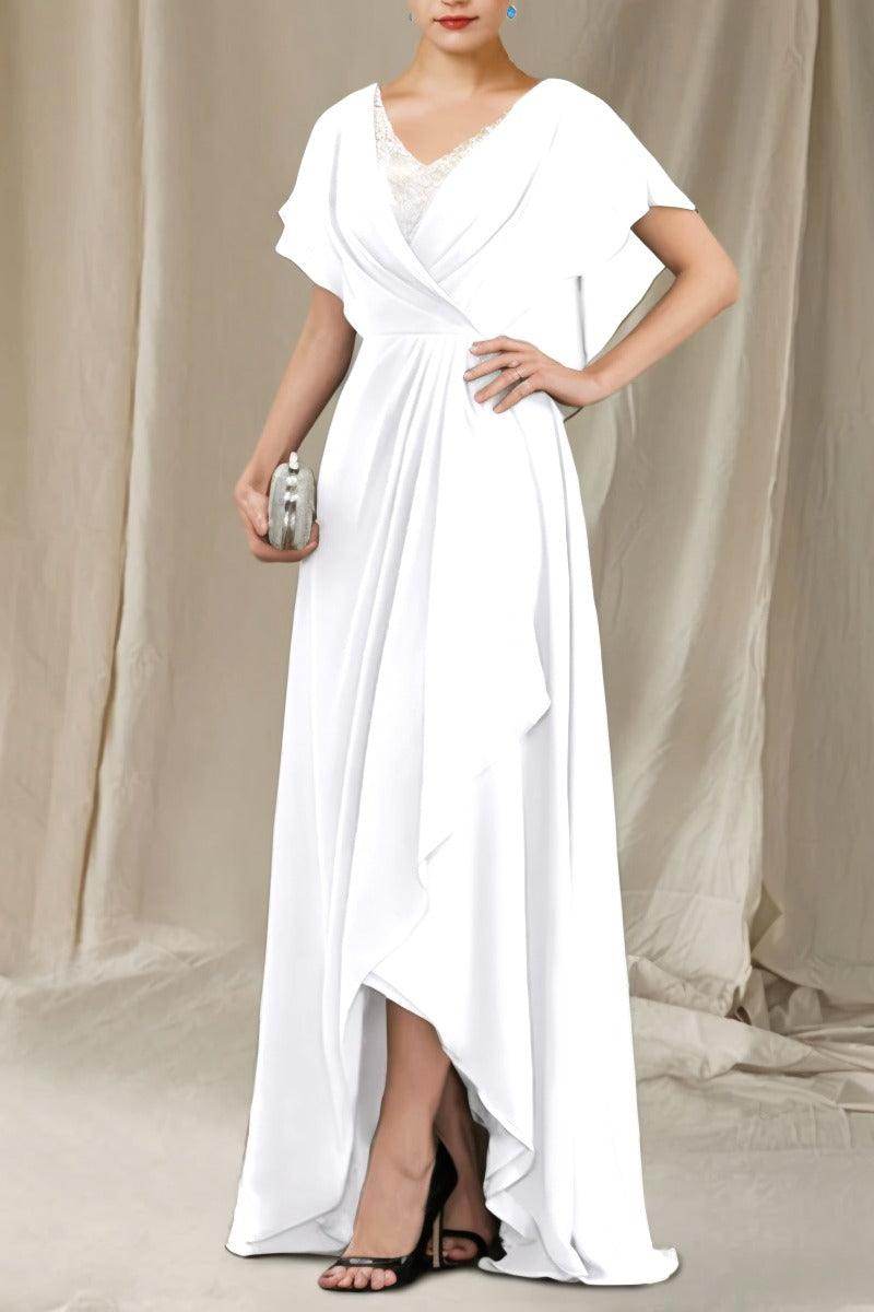 A-Line Sweep-Brush Train Chiffon Mother Dress CM0080