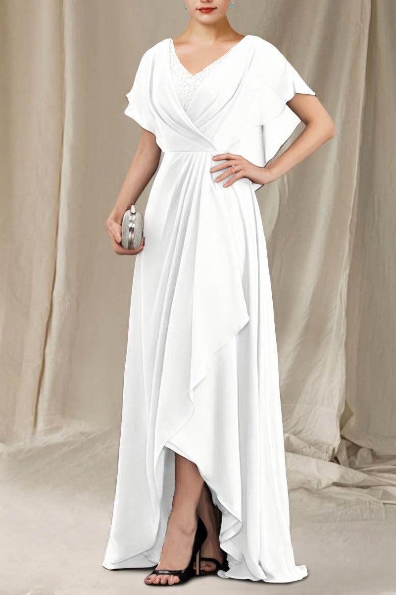 A-Line Sweep-Brush Train Chiffon Mother Dress CM0080
