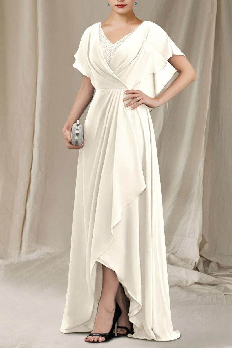 A-Line Sweep-Brush Train Chiffon Mother Dress CM0080