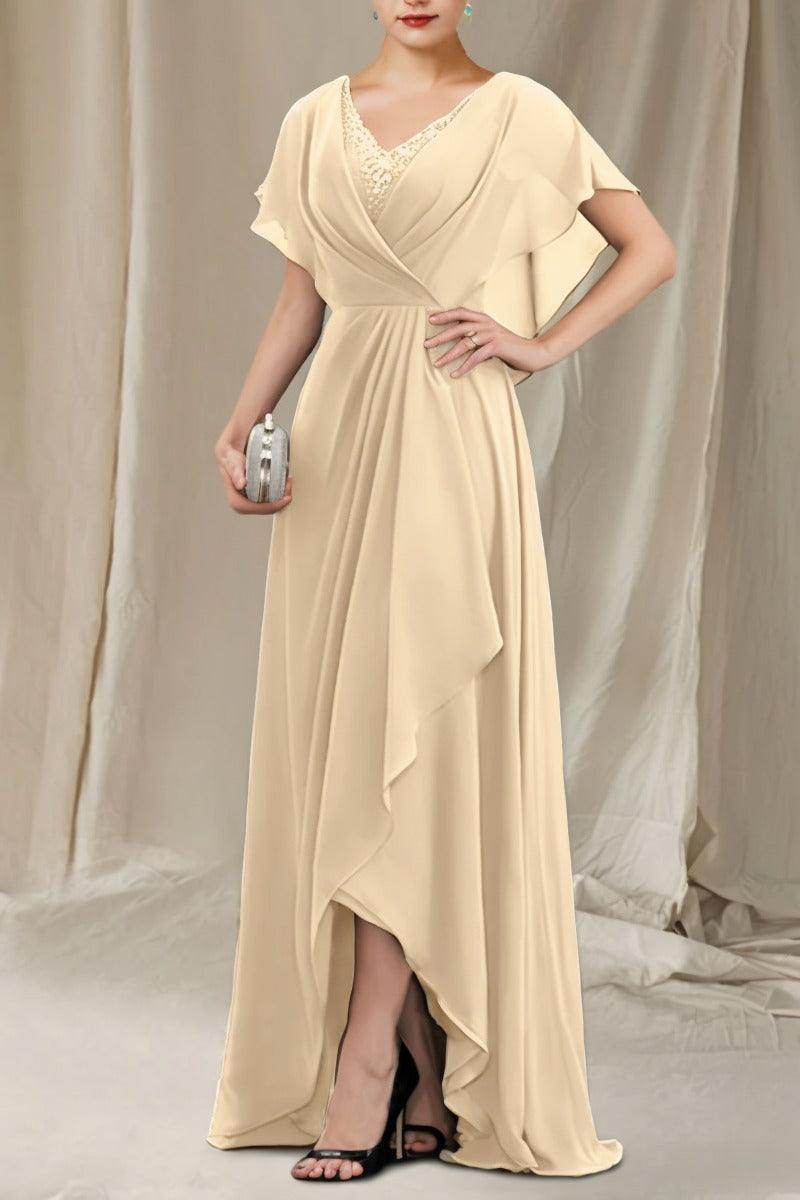 A-Line Sweep-Brush Train Chiffon Mother Dress CM0080