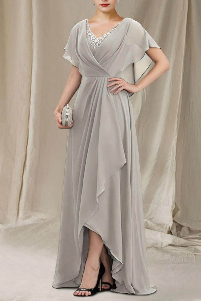 A-Line Sweep-Brush Train Chiffon Mother Dress CM0080