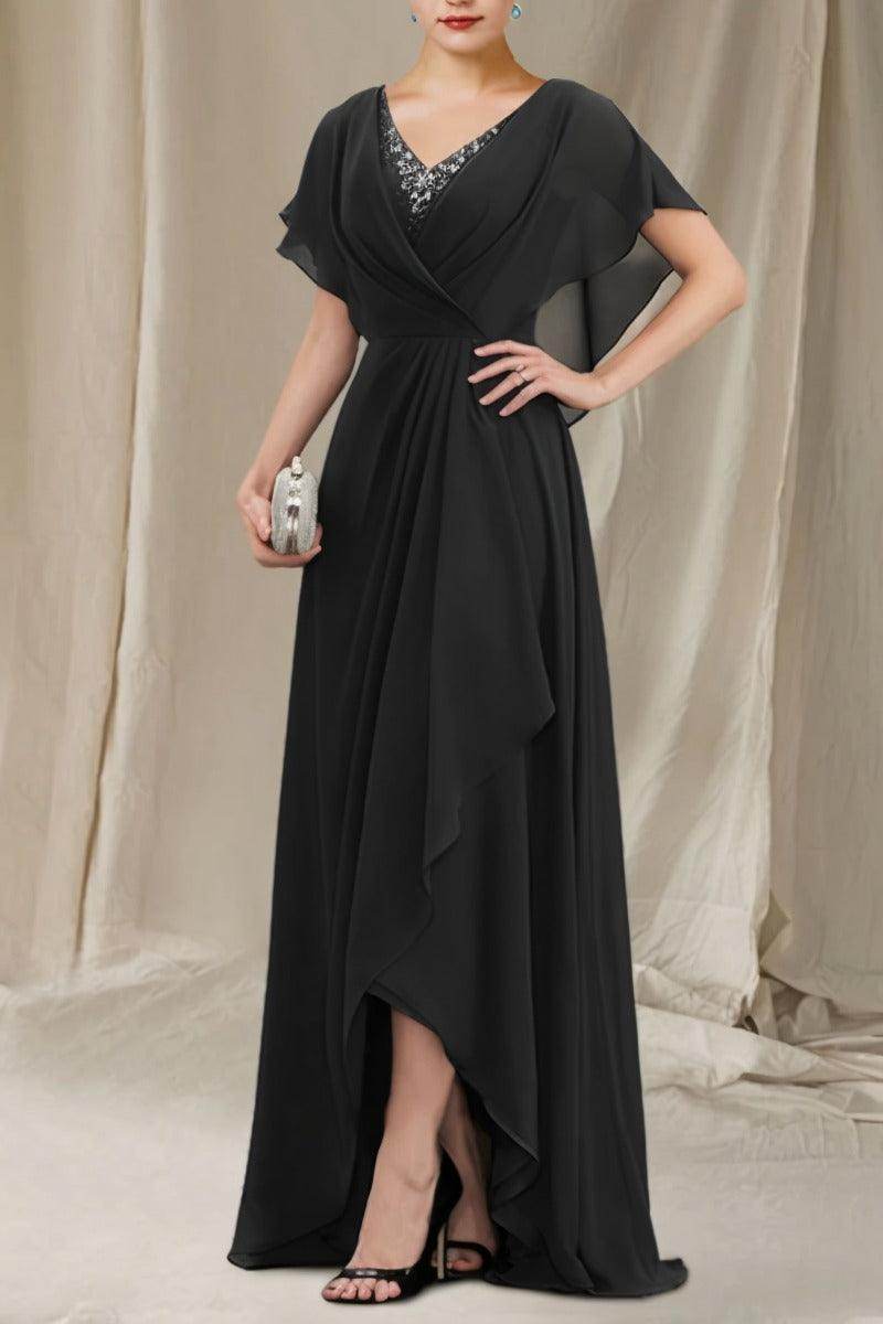 A-Line Sweep-Brush Train Chiffon Mother Dress CM0080