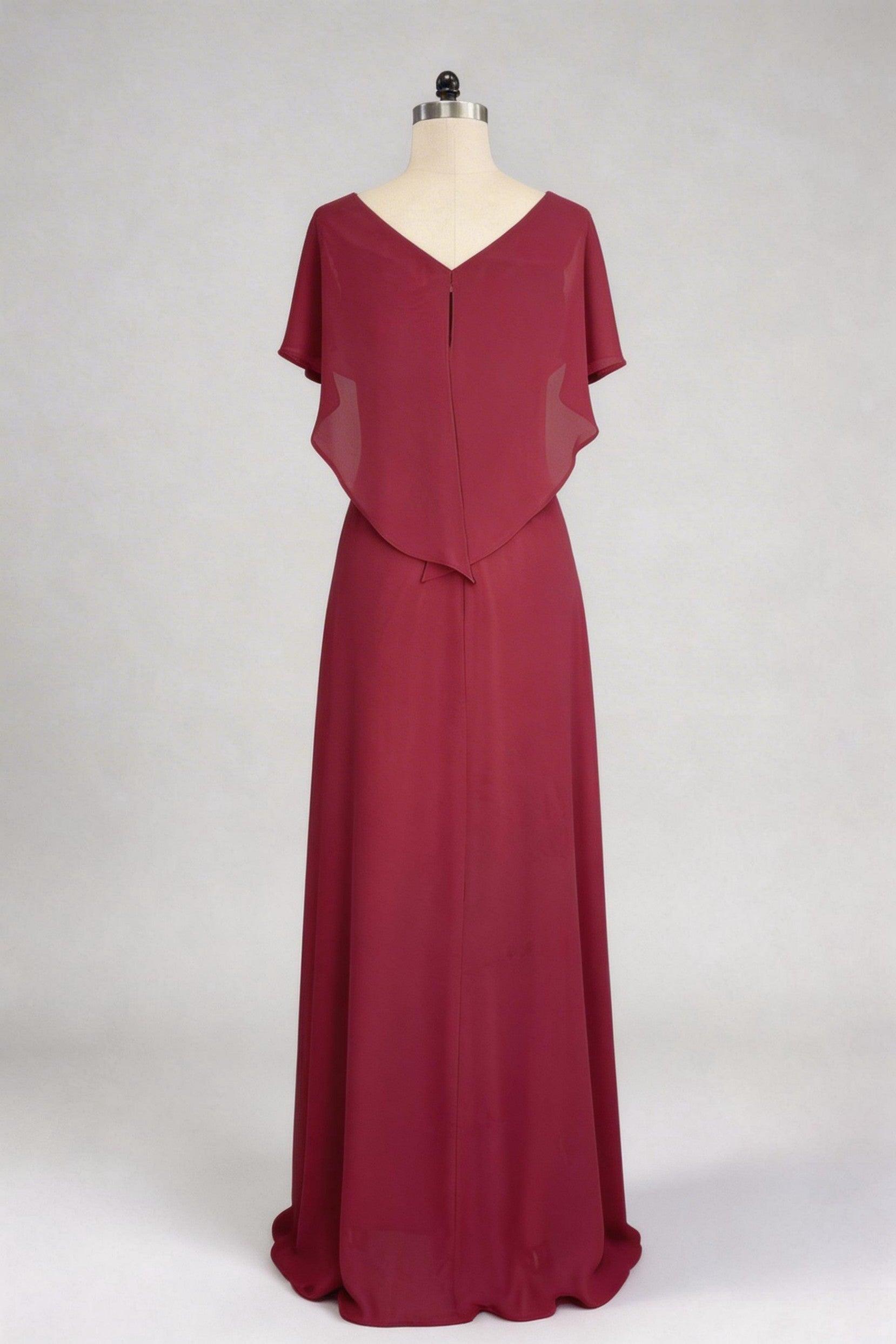 A-Line Sweep-Brush Train Chiffon Mother Dress CM0080