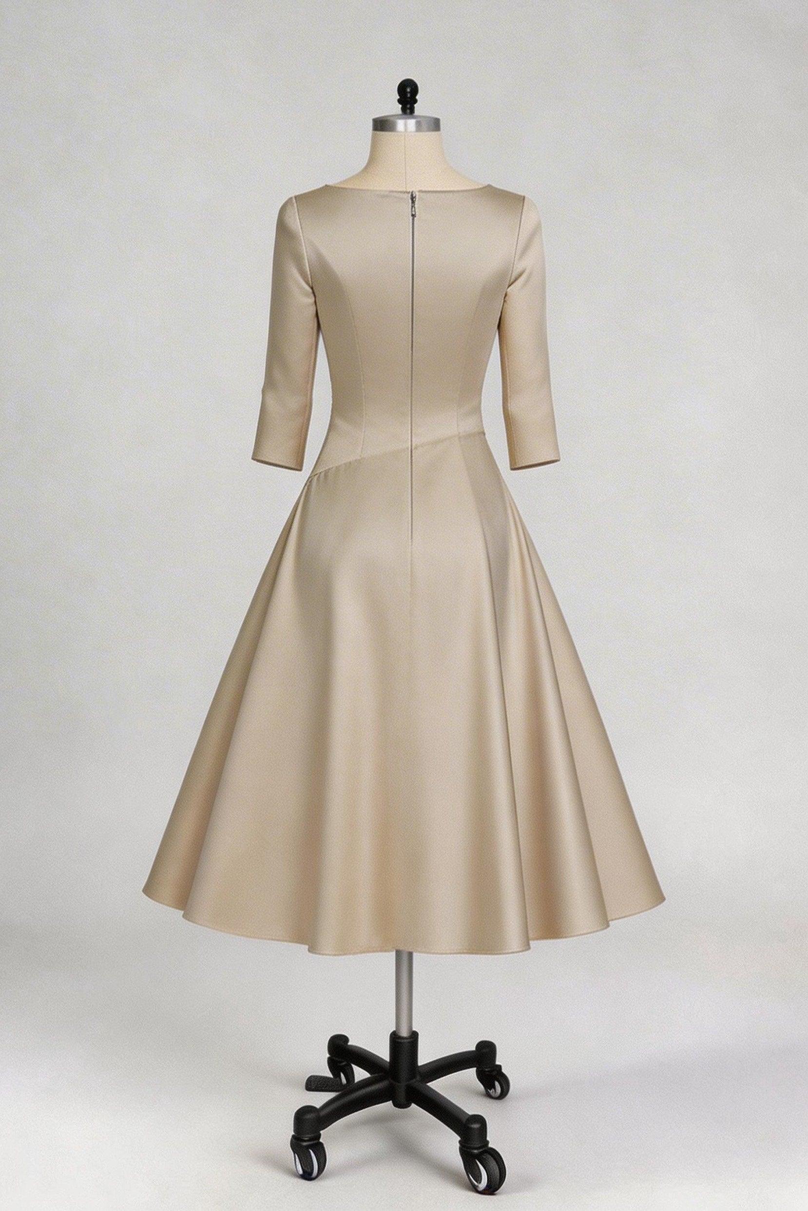 A-Line Tea Length Satin Mother Dress CM0081