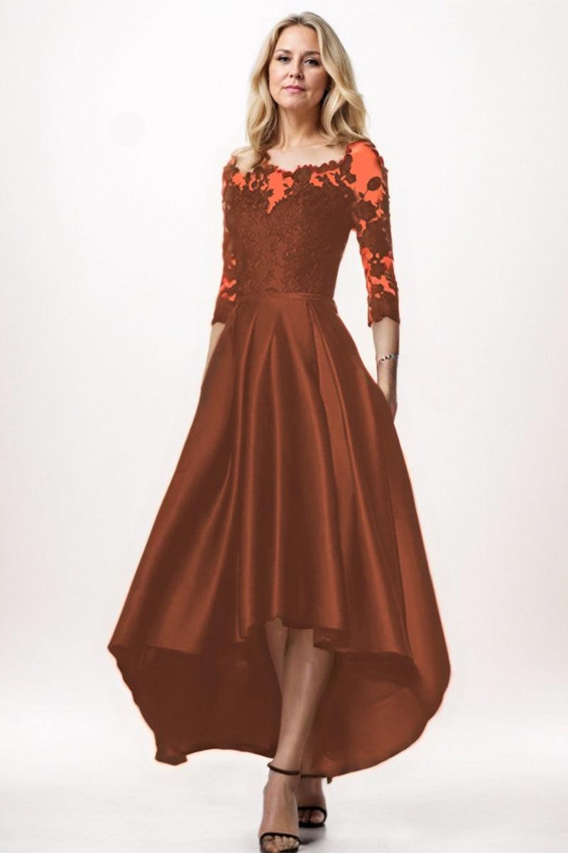 A-Line High-Low Satin Mother Dress CM0244