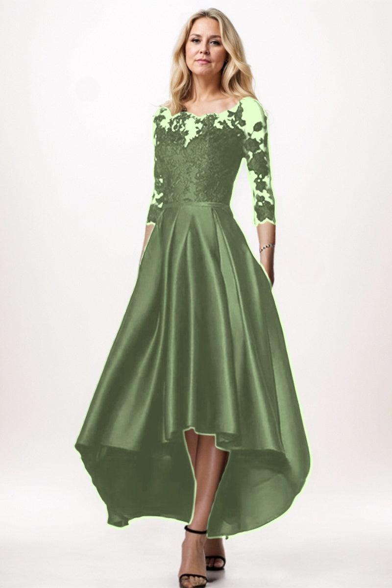 A-Line High-Low Satin Mother Dress CM0244