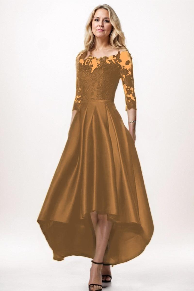 A-Line High-Low Satin Mother Dress CM0244
