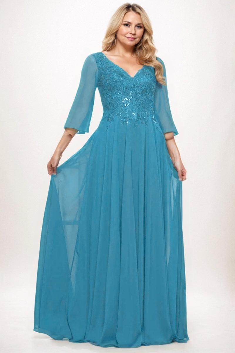 A-Line Maxi Chiffon Mother Dress CM0254