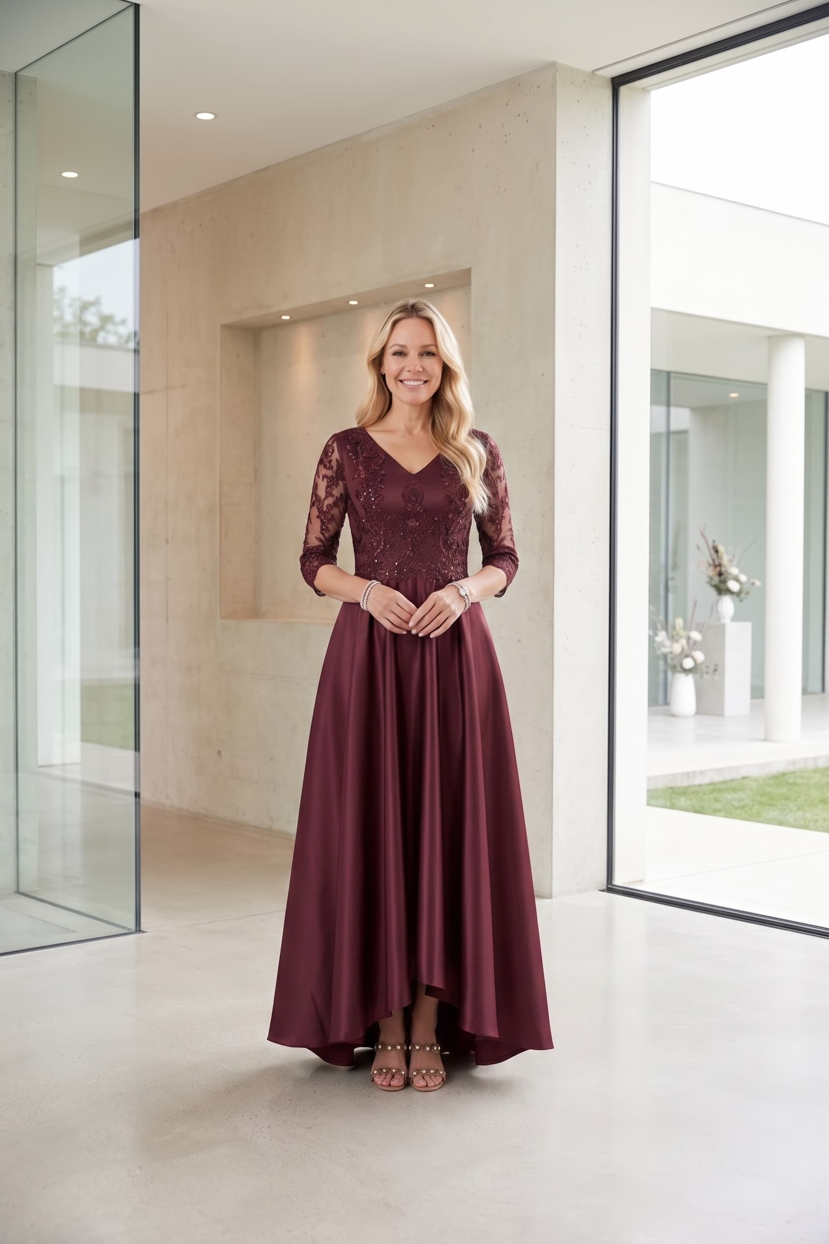 A-Line Midi Satin Mother Dress CM0263