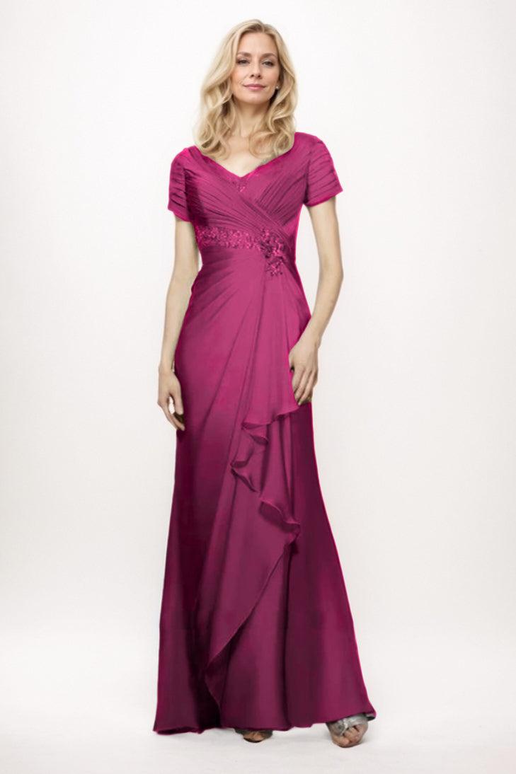 Sheath-Column Maxi Chiffon Mother Of The Bride Dress CM0277