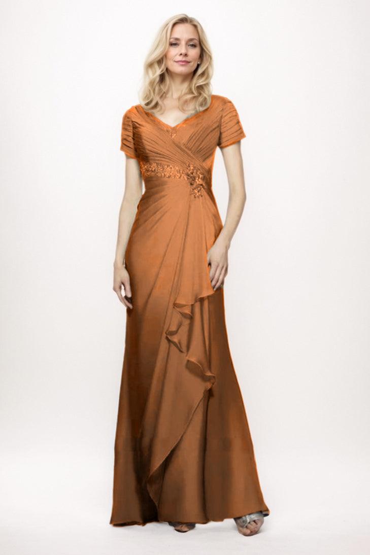 Sheath-Column Maxi Chiffon Mother Of The Bride Dress CM0277