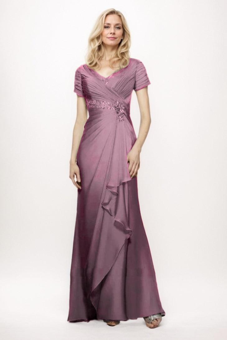 Sheath-Column Maxi Chiffon Mother Of The Bride Dress CM0277