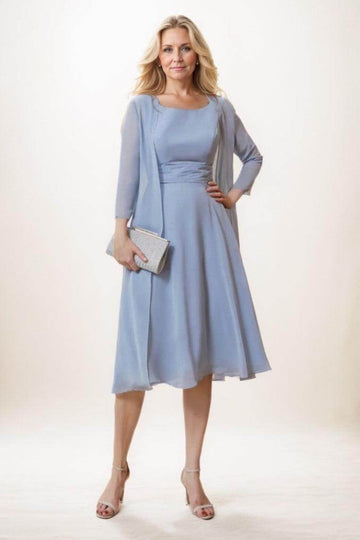 A-Line Midi Chiffon Mother Of The Bride Dress CM0291