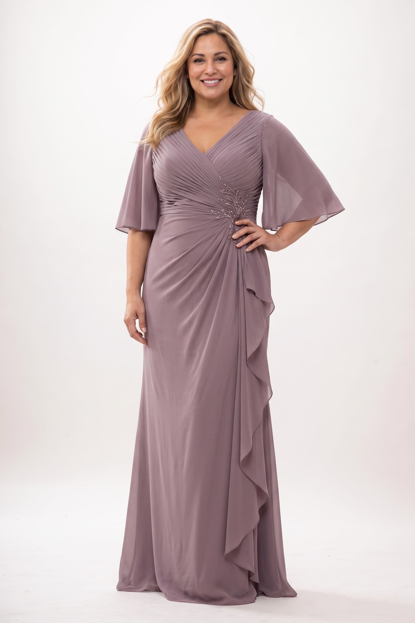 Trumpet-Mermaid Maxi Chiffon Mother Of The Bride Dress CM0310
