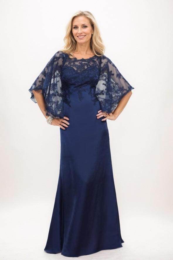 A-Line Maxi Satin Faced Chiffon Mother Of The Bride Dress CM0320
