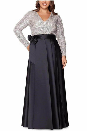 A Line V Neck Long Sleeves Sequins Mother Of The Bride Dresses CM0334