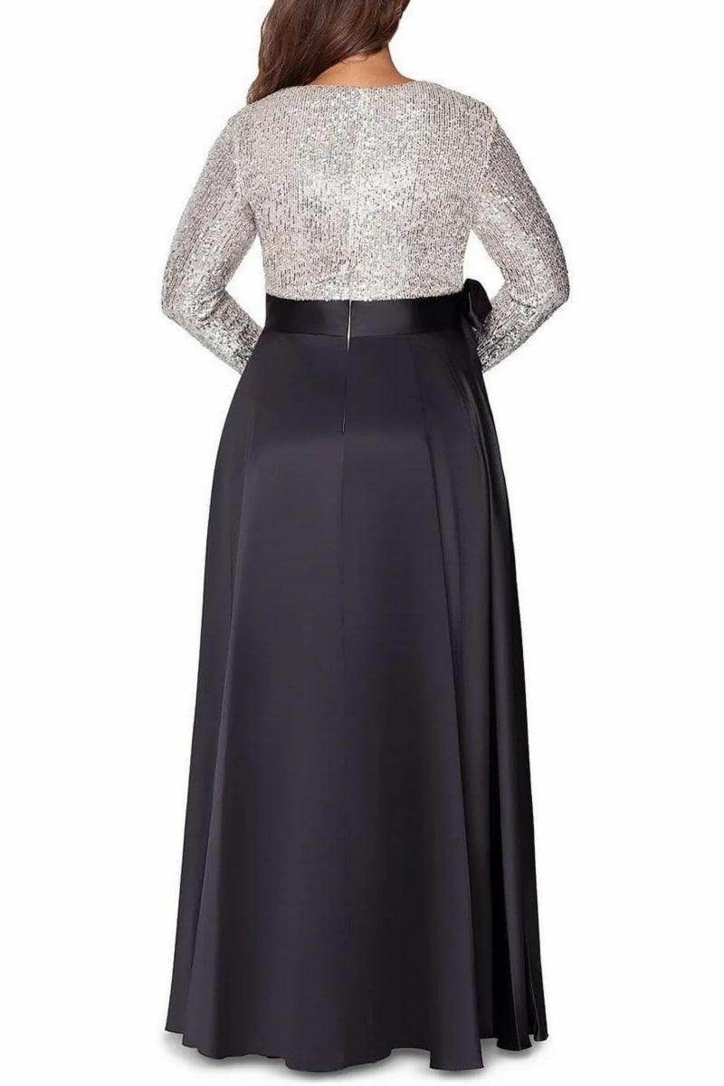 A Line V Neck Long Sleeves Sequins Mother Of The Bride Dresses CM0334