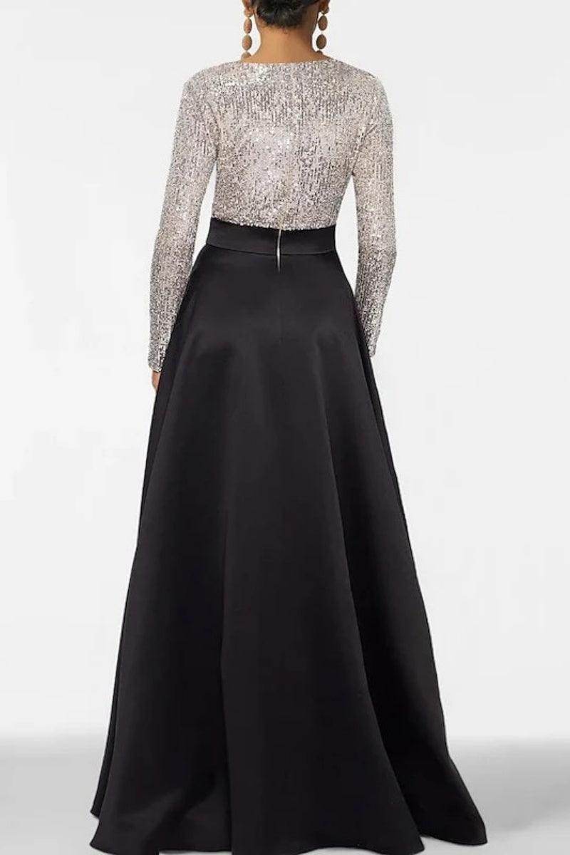 A Line V Neck Long Sleeves Sequins Mother Of The Bride Dresses CM0334