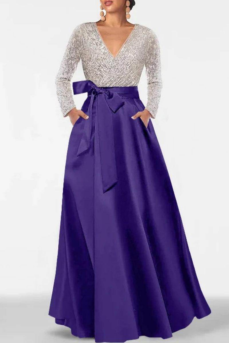A Line V Neck Long Sleeves Sequins Mother Of The Bride Dresses CM0334