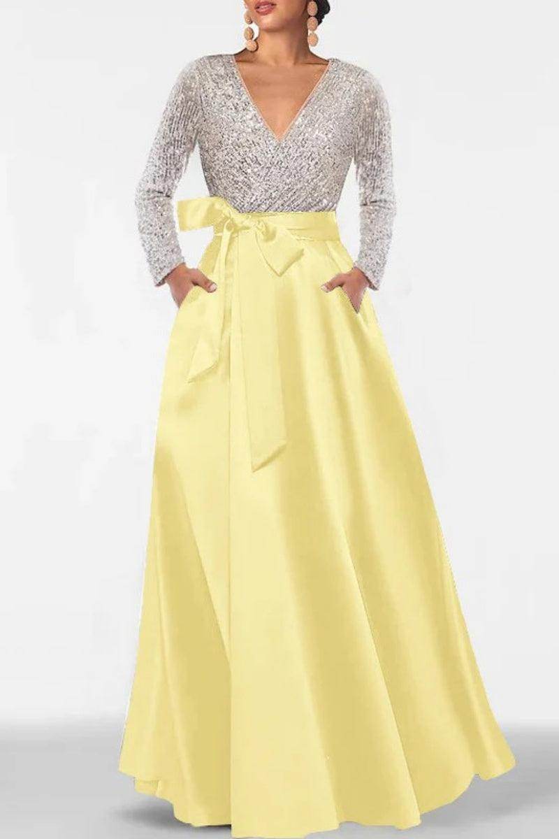 A Line V Neck Long Sleeves Sequins Mother Of The Bride Dresses CM0334