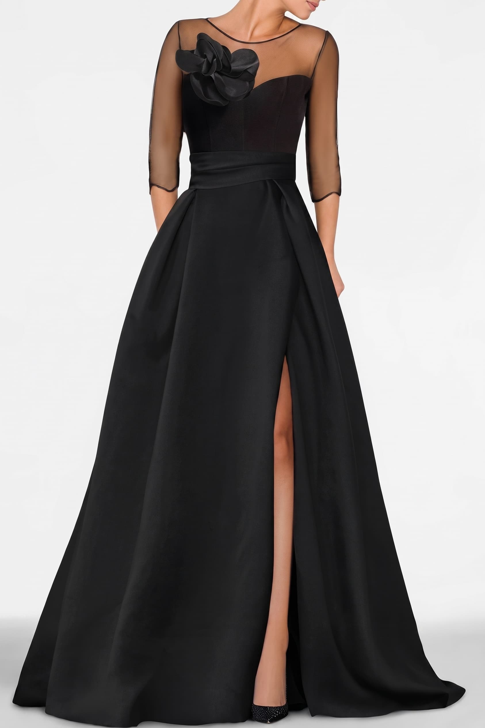 A Line Sweetheart 3/4 Sleeves High Split Mother Dresses CM0338