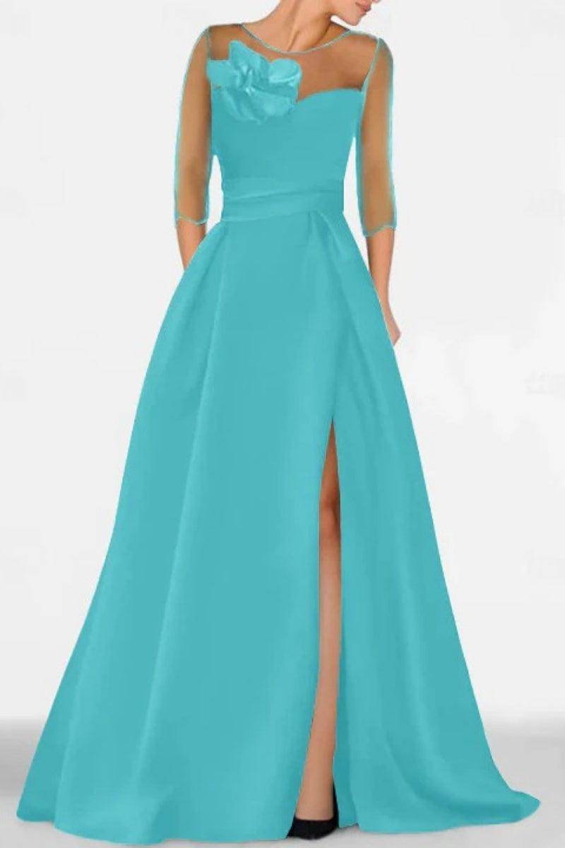 A Line Sweetheart 3/4 Sleeves High Split Mother Dresses CM0338