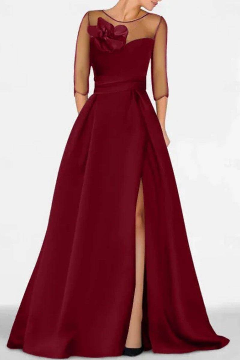 A Line Sweetheart 3/4 Sleeves High Split Mother Dresses CM0338