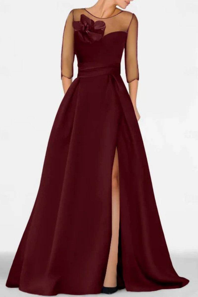 A Line Sweetheart 3/4 Sleeves High Split Mother Dresses CM0338
