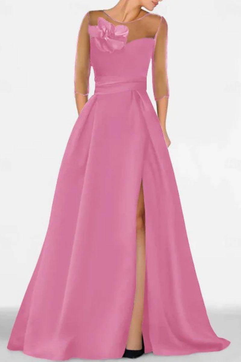 A Line Sweetheart 3/4 Sleeves High Split Mother Dresses CM0338