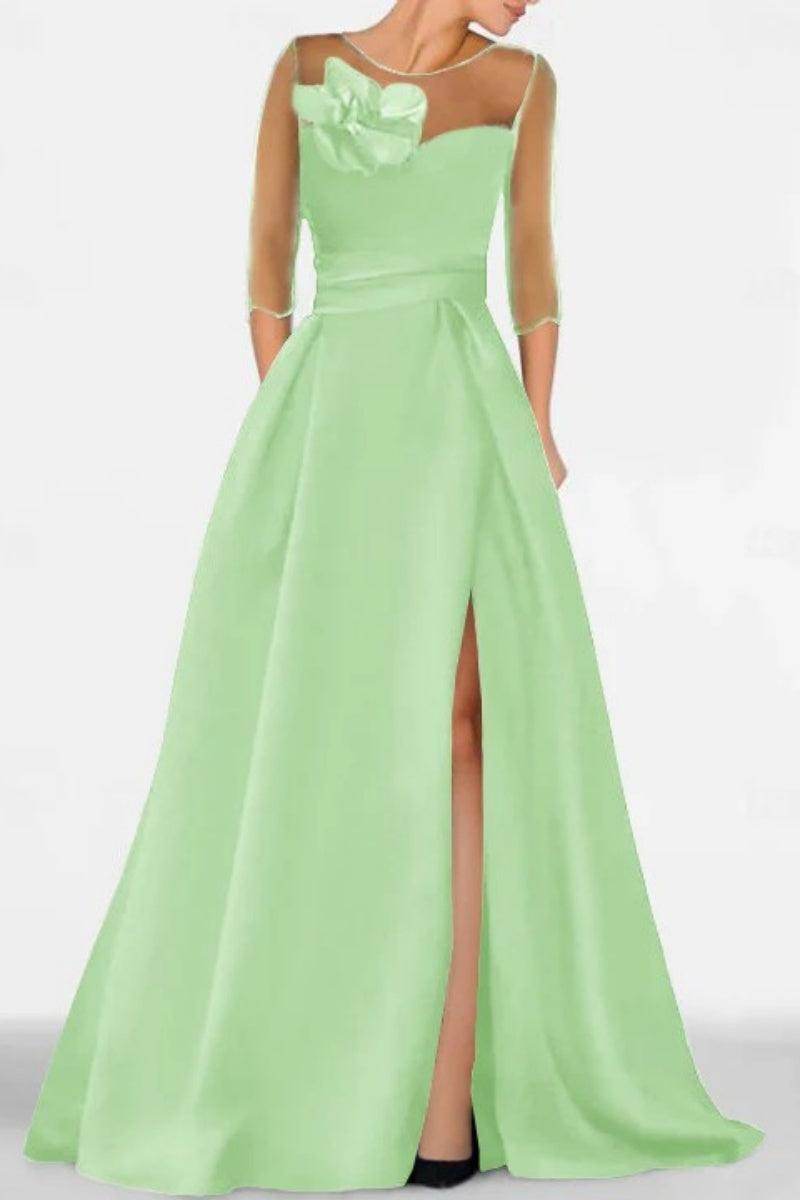A Line Sweetheart 3/4 Sleeves High Split Mother Dresses CM0338