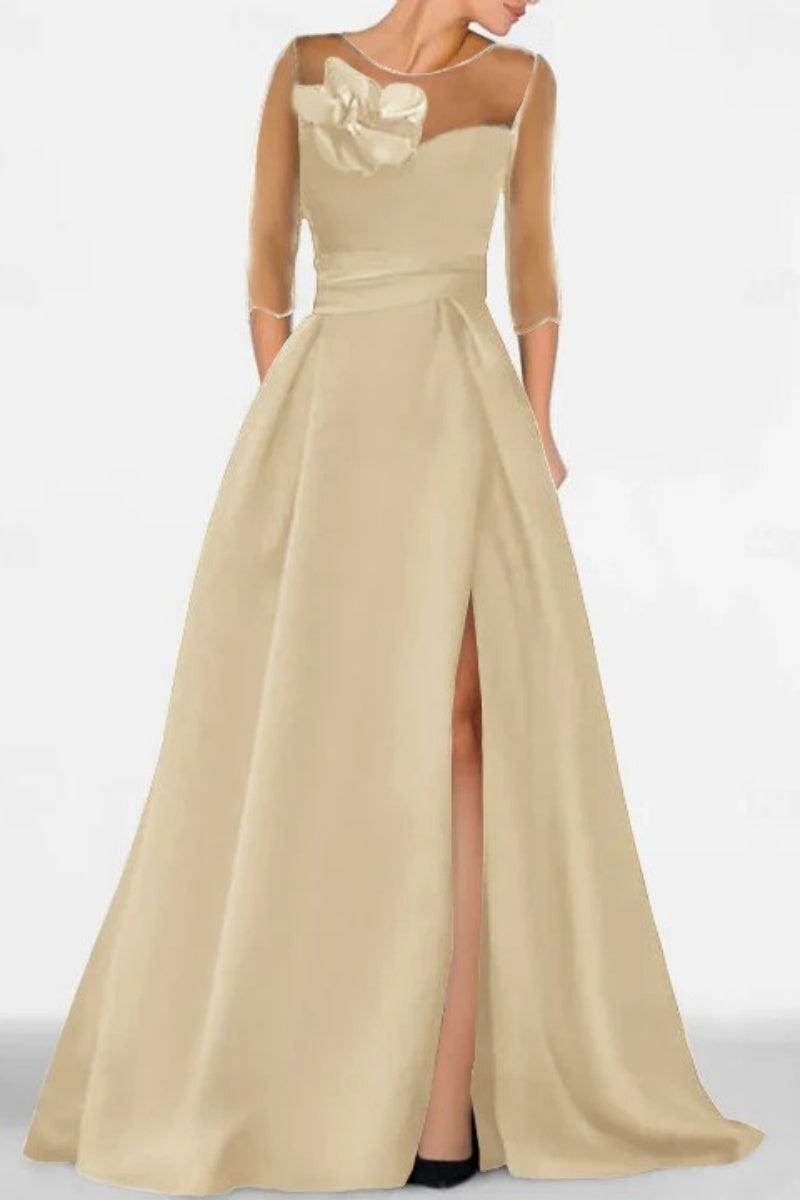 A Line Sweetheart 3/4 Sleeves High Split Mother Dresses CM0338